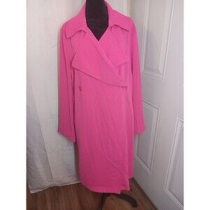 IMAN Global Chic Cascade Front Trench Coat in Pink Azalea, Large (no belt)